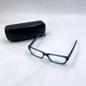 Coach Women’s Brooklyn Rectangular Eye Glasses Dark Tortoise Teal With Case NWOT